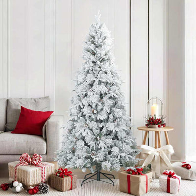 Vidaxl sapin de Noël artificiel avec branches plumeuses, enneigé blanc 180 cm