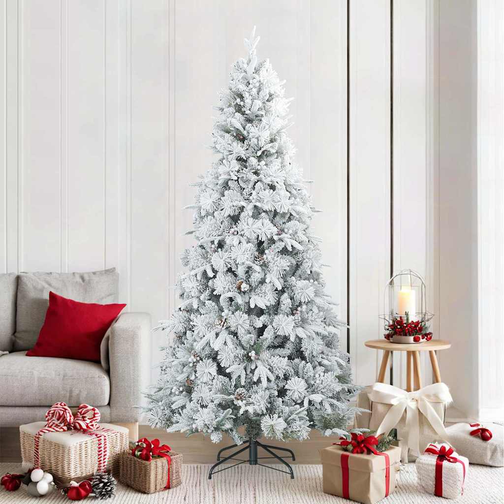 Vidaxl sapin de Noël artificiel avec branches plumeuses, blanc enneigé 210 cm