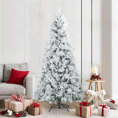 Vidaxl sapin de Noël artificiel avec branches plumeuses, blanc enneigé 210 cm