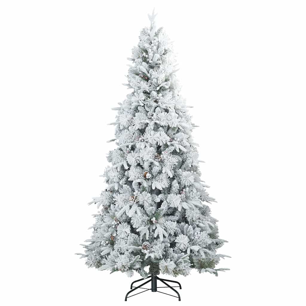 Vidaxl sapin de Noël artificiel avec branches plumeuses, blanc enneigé 210 cm