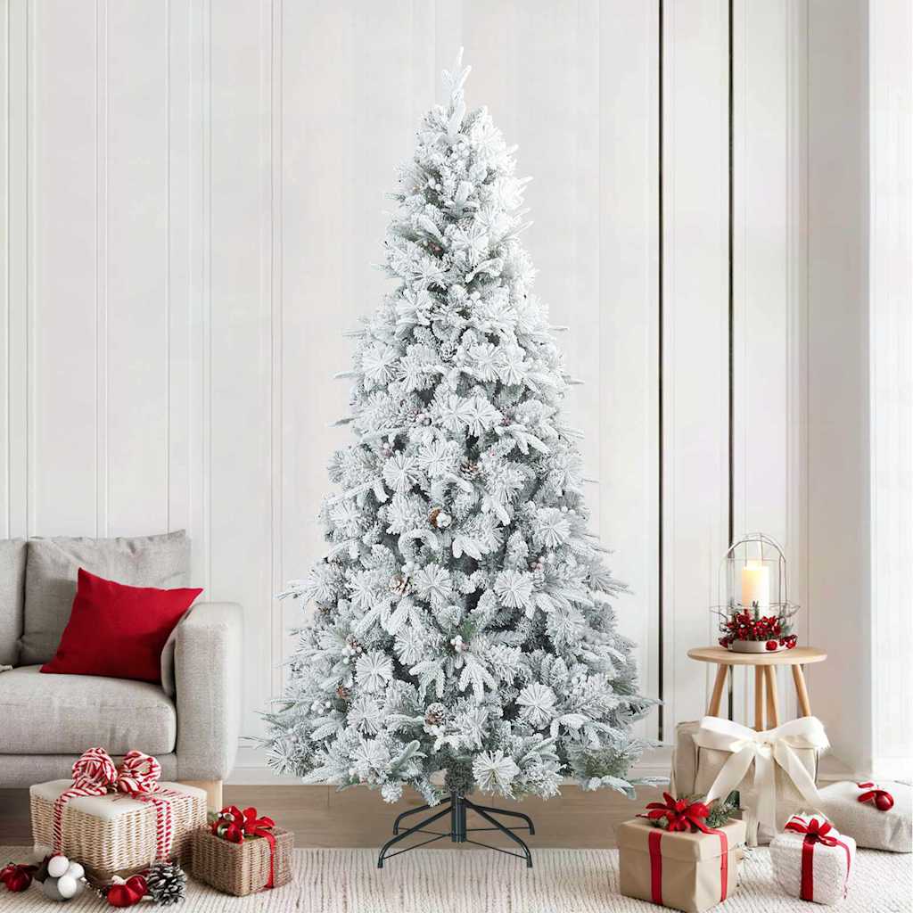 Vidaxx sapin de Noël artificiel avec branches plumeuses, blanc enneigé 240 cm