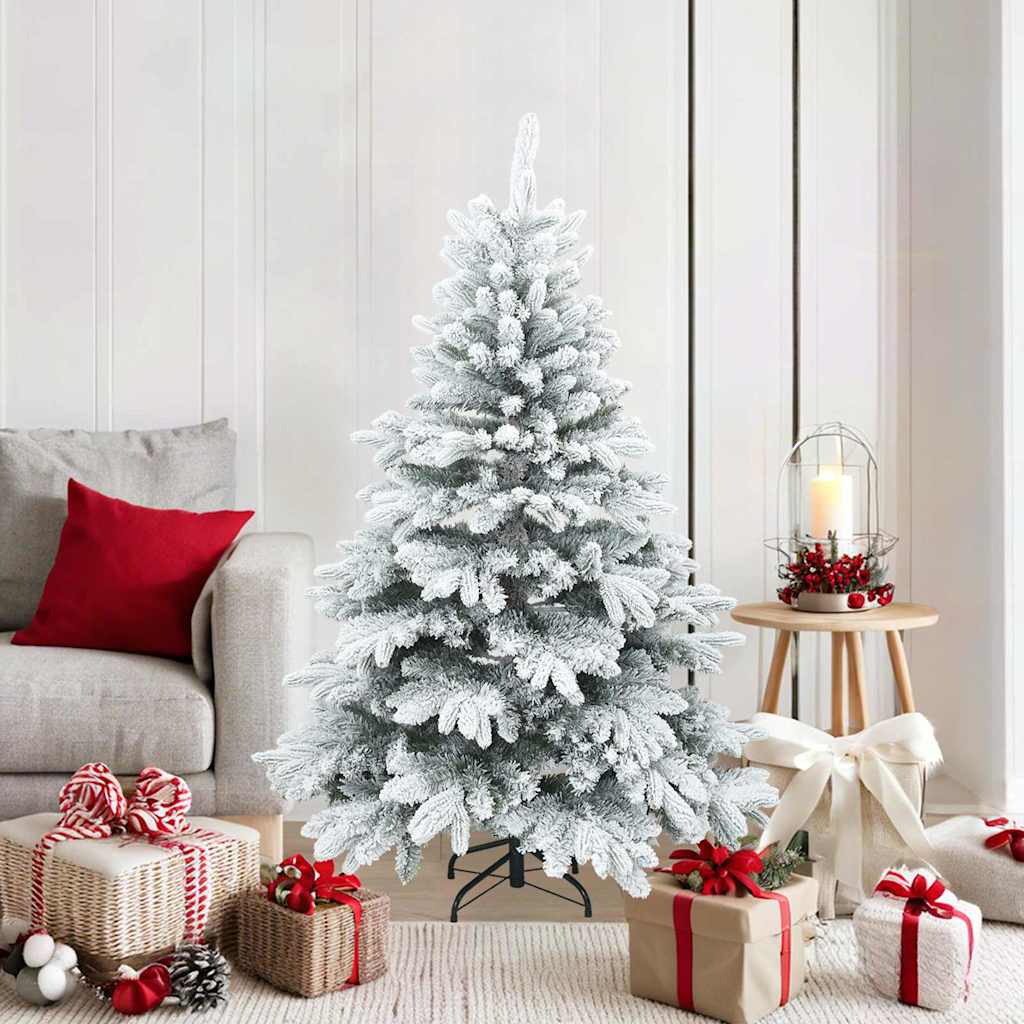 Vidaxl sapin de Noël artificiel avec branches plumeuses, enneigé blanc 150 cm