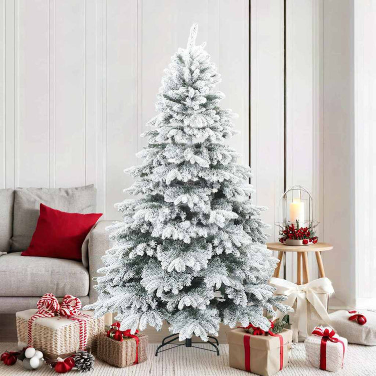 Vidaxl sapin de Noël artificiel avec branches plumeuses, enneigé blanc 180 cm