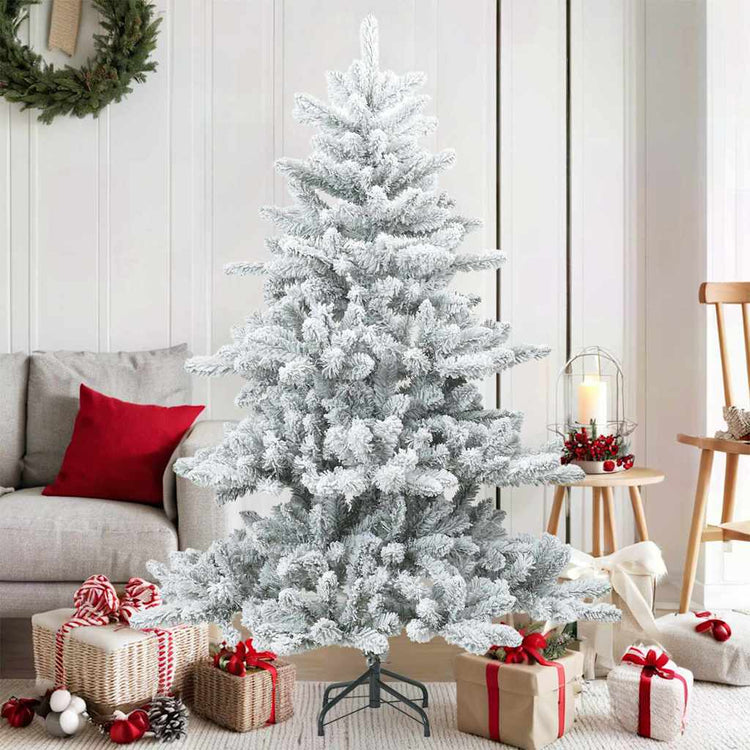 Vidaxl sapin de Noël artificiel avec branches plumeuses, enneigé blanc 150 cm