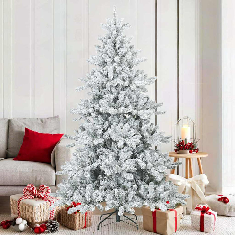 Vidaxl sapin de Noël artificiel avec branches plumeuses, enneigé blanc 180 cm