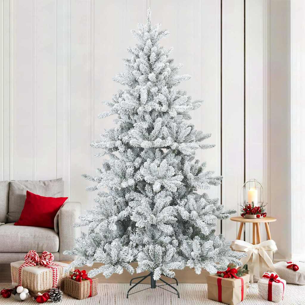 Vidaxl sapin de Noël artificiel avec branches plumeuses, blanc enneigé 210 cm