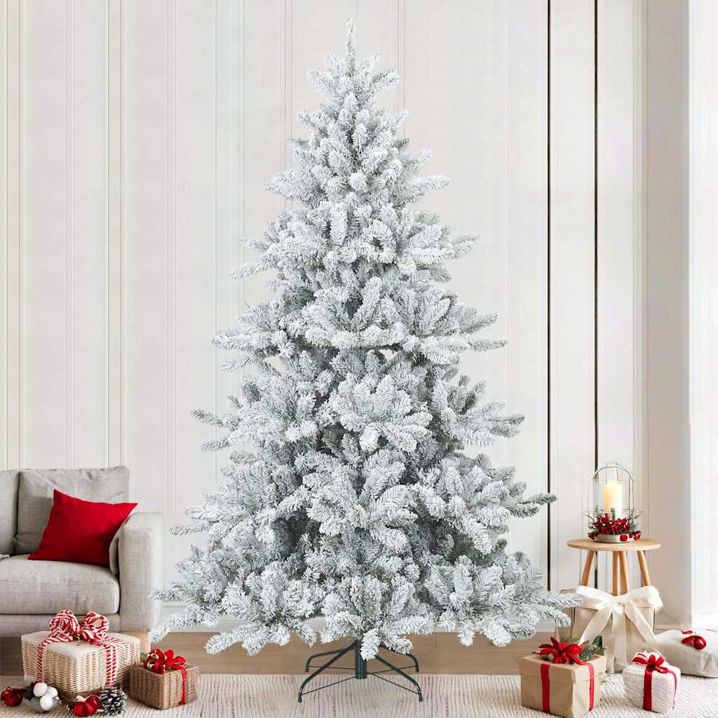 Vidaxx sapin de Noël artificiel avec branches plumeuses, blanc enneigé 240 cm