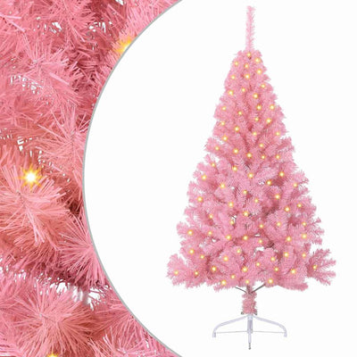 VidaXL sapin de Noël artificiel illuminé avec 150 LED rose 120 cm PVC