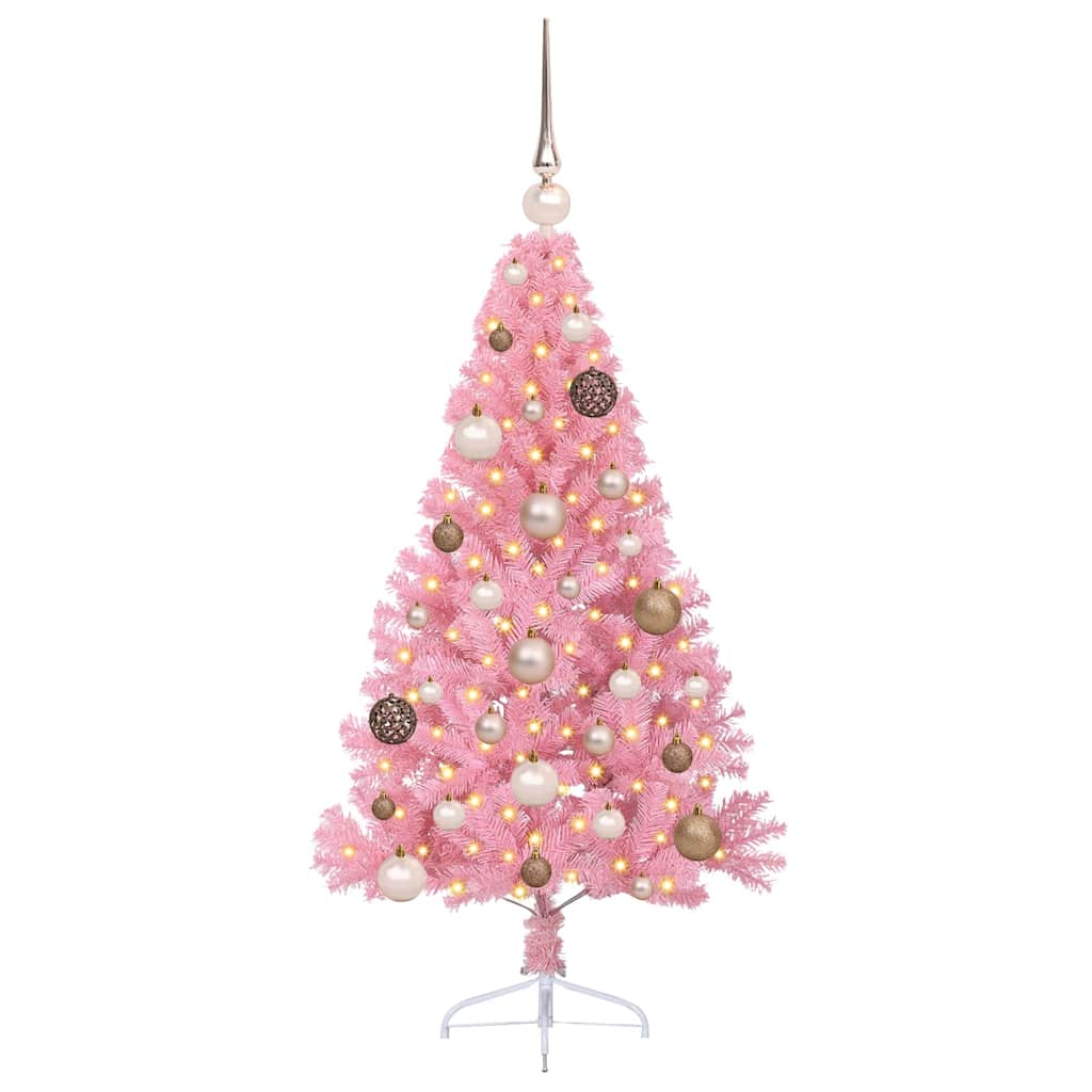 VidaXL sapin de Noël artificiel illuminé avec 150 LED rose 120 cm PVC
