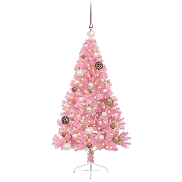 VidaXL sapin de Noël artificiel illuminé avec 150 LED rose 120 cm PVC