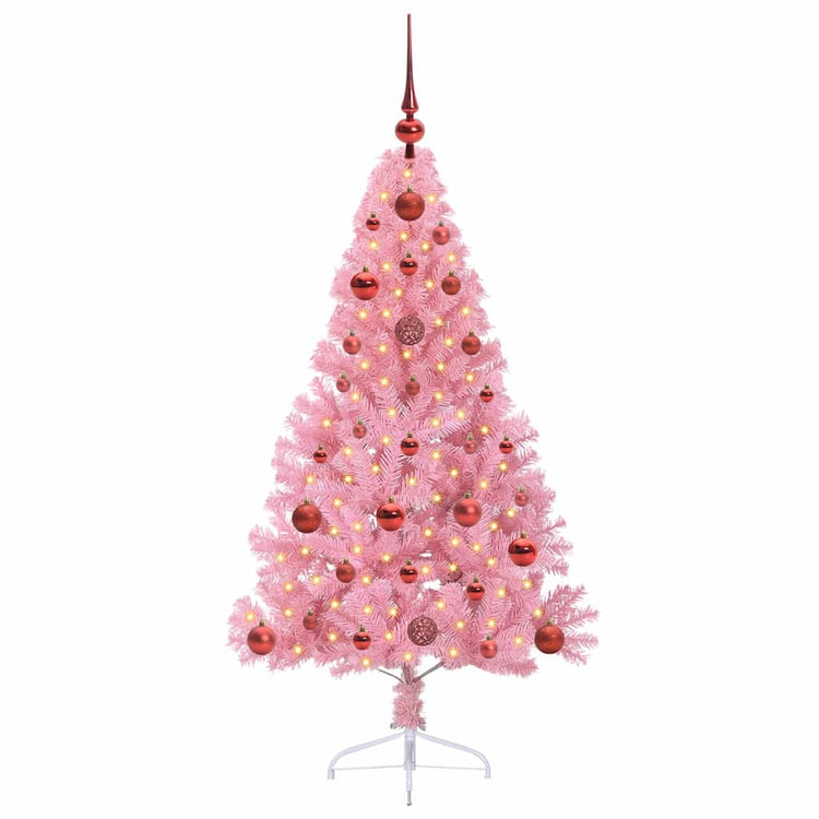 VidaXL sapin de Noël artificiel illuminé avec 150 LED rose 120 cm PVC