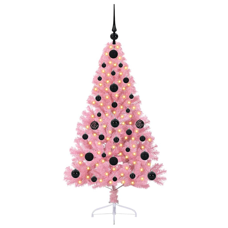 VidaXL sapin de Noël artificiel illuminé avec 150 LED rose 120 cm PVC