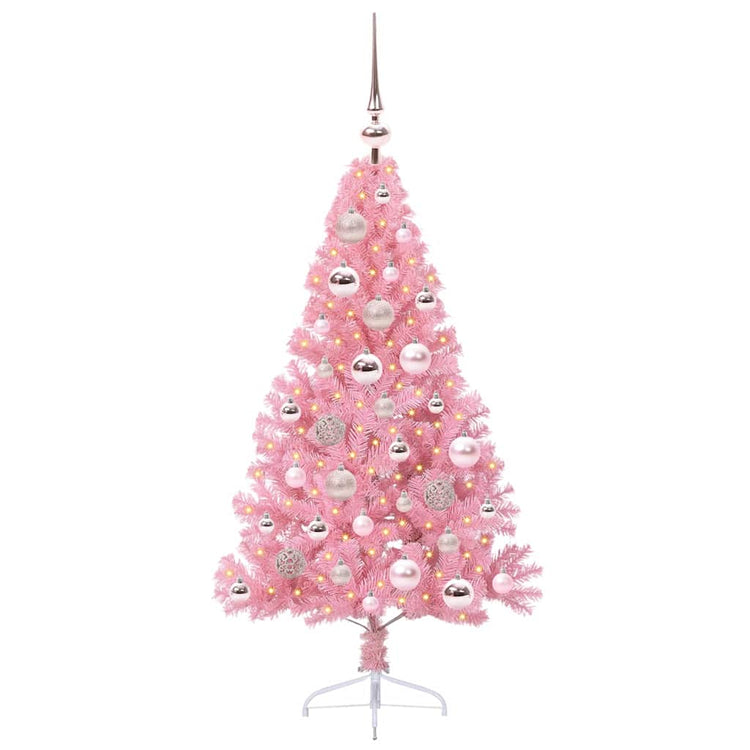VidaXL sapin de Noël artificiel illuminé avec 150 LED rose 120 cm PVC