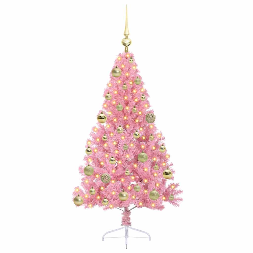 VidaXL sapin de Noël artificiel illuminé avec 150 LED rose 120 cm PVC
