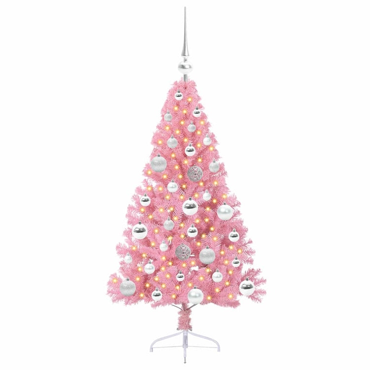 VidaXL sapin de Noël artificiel illuminé avec 150 LED rose 120 cm PVC