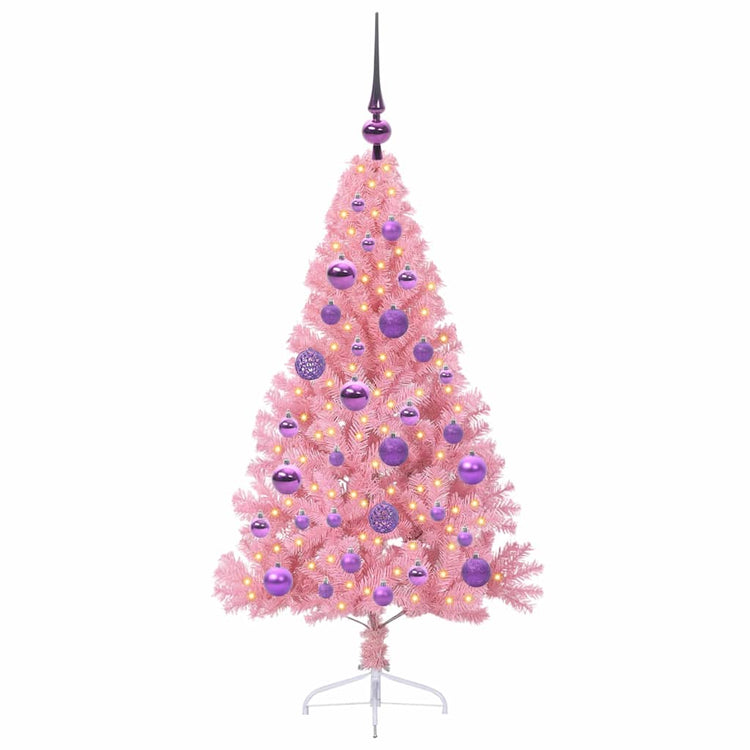 VidaXL sapin de Noël artificiel illuminé avec 150 LED rose 120 cm PVC