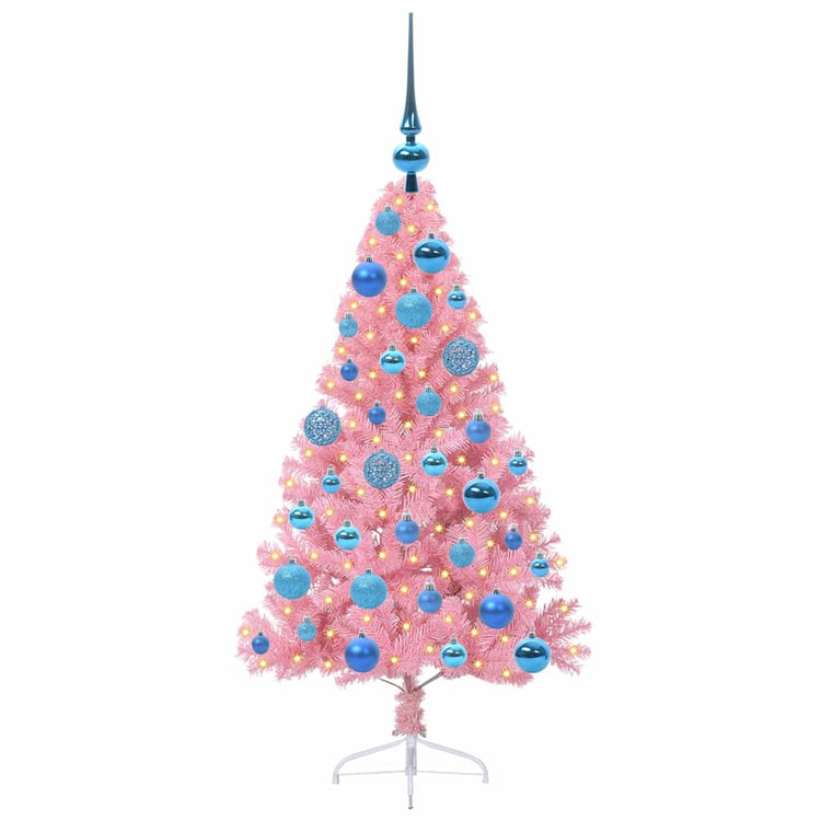 VidaXL sapin de Noël artificiel illuminé avec 150 LED rose 120 cm PVC