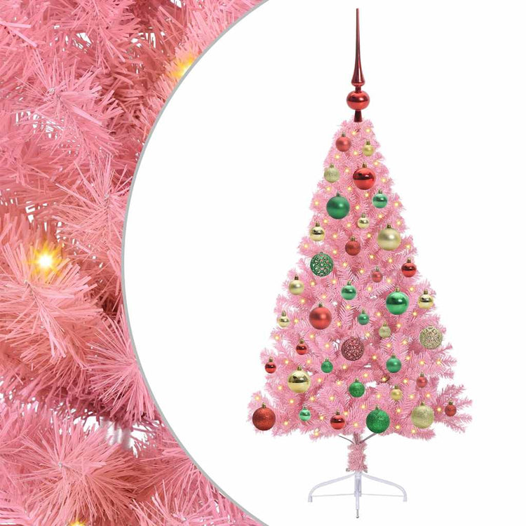 VidaXL sapin de Noël artificiel illuminé avec 150 LED rose 120 cm PVC