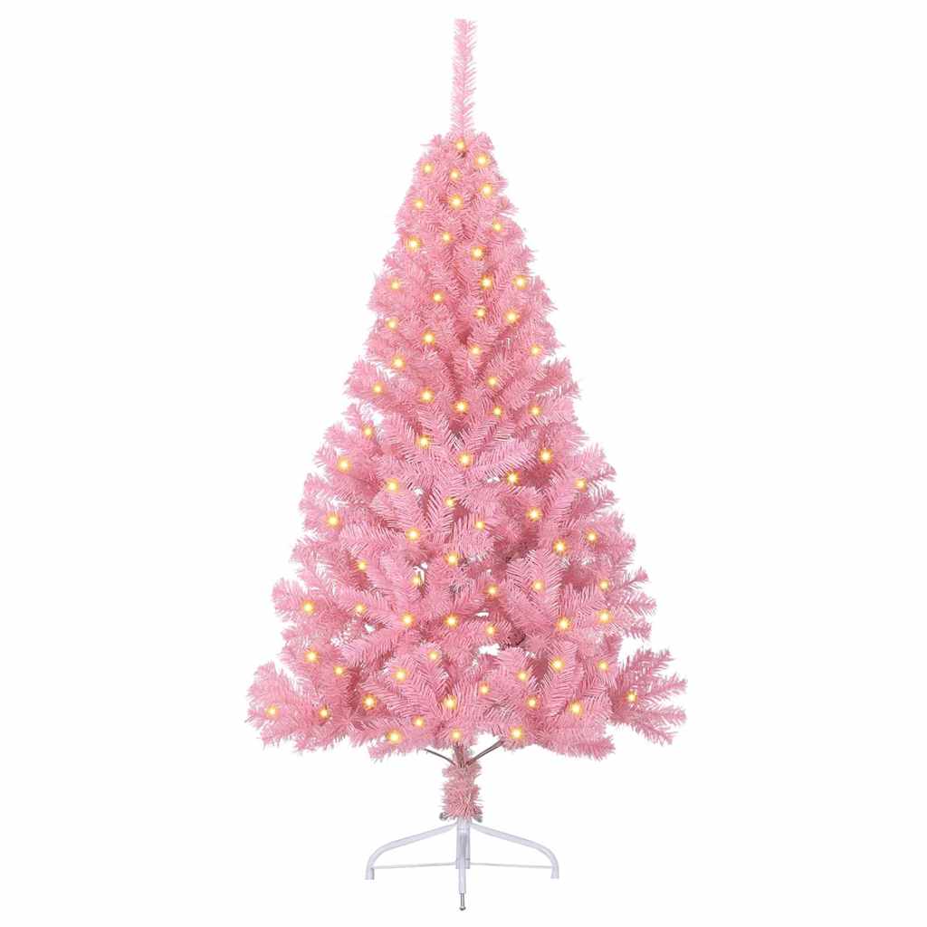VidaXL sapin de Noël artificiel illuminé avec 150 LED rose 150 cm PVC