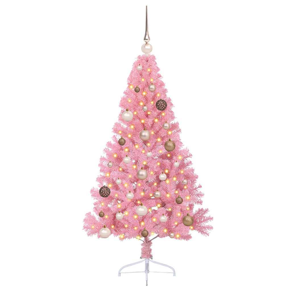 VidaXL sapin de Noël artificiel illuminé avec 150 LED rose 150 cm PVC