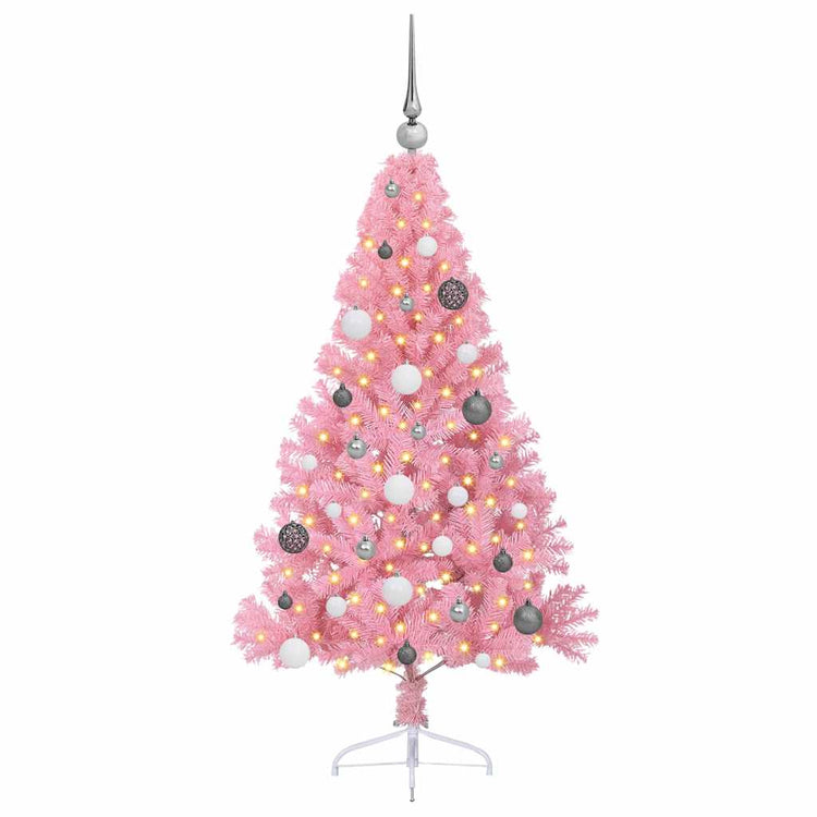 VidaXL sapin de Noël artificiel illuminé avec 150 LED rose 150 cm PVC