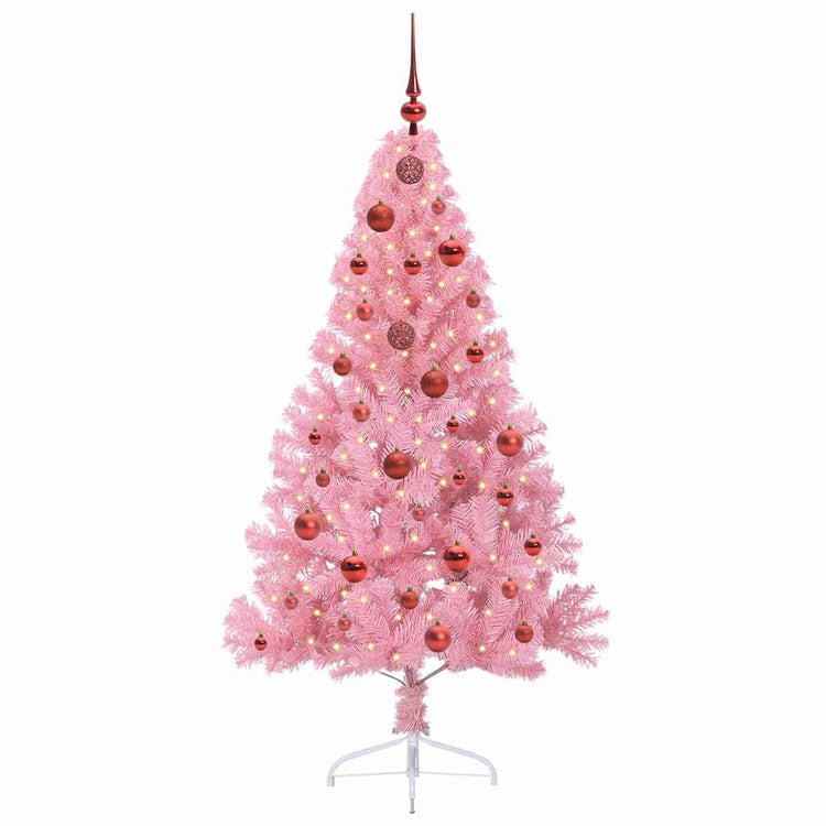 VidaXL sapin de Noël artificiel illuminé avec 150 LED rose 150 cm PVC