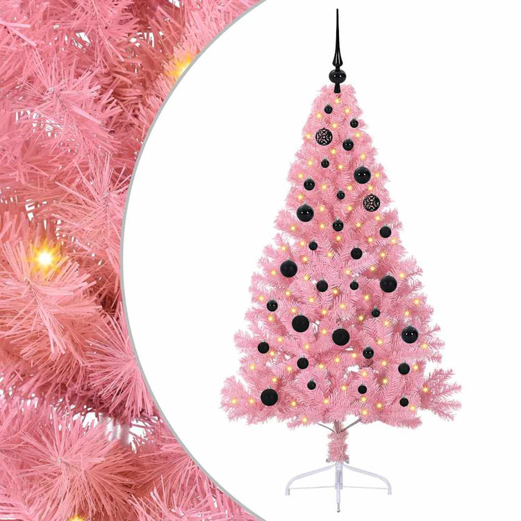 VidaXL sapin de Noël artificiel illuminé avec 150 LED rose 150 cm PVC