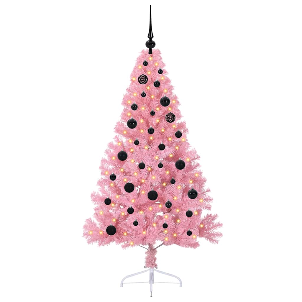 VidaXL sapin de Noël artificiel illuminé avec 150 LED rose 150 cm PVC