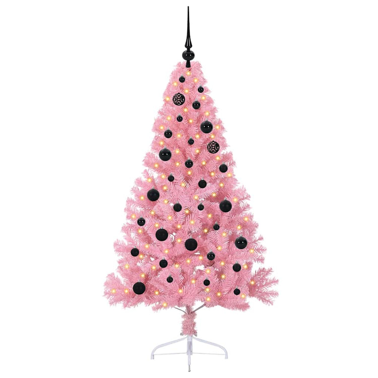 VidaXL sapin de Noël artificiel illuminé avec 150 LED rose 150 cm PVC