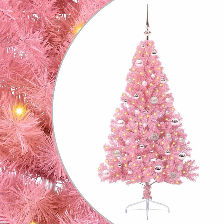 VidaXL sapin de Noël artificiel illuminé avec 150 LED rose 150 cm PVC