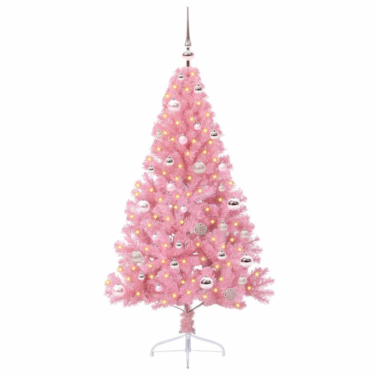 VidaXL sapin de Noël artificiel illuminé avec 150 LED rose 150 cm PVC