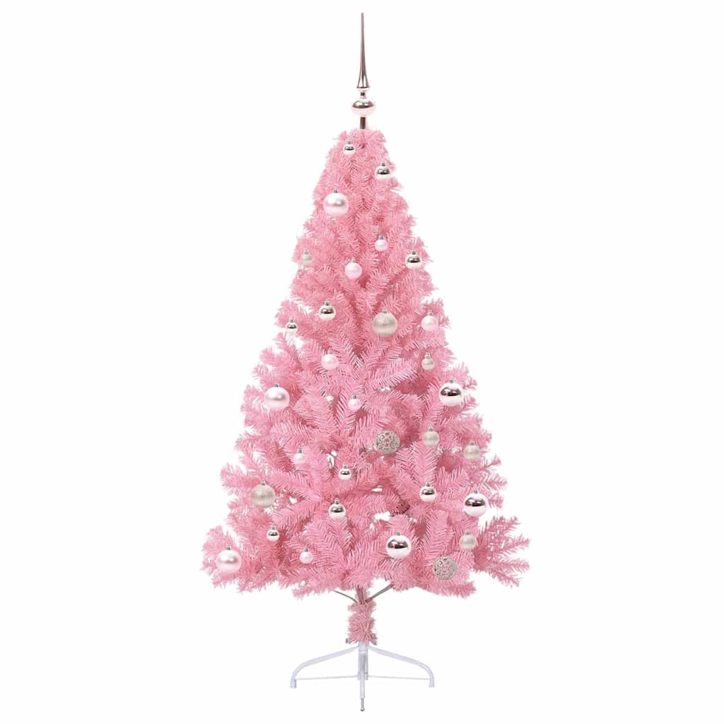 VidaXL sapin de Noël artificiel illuminé avec 150 LED rose 150 cm PVC
