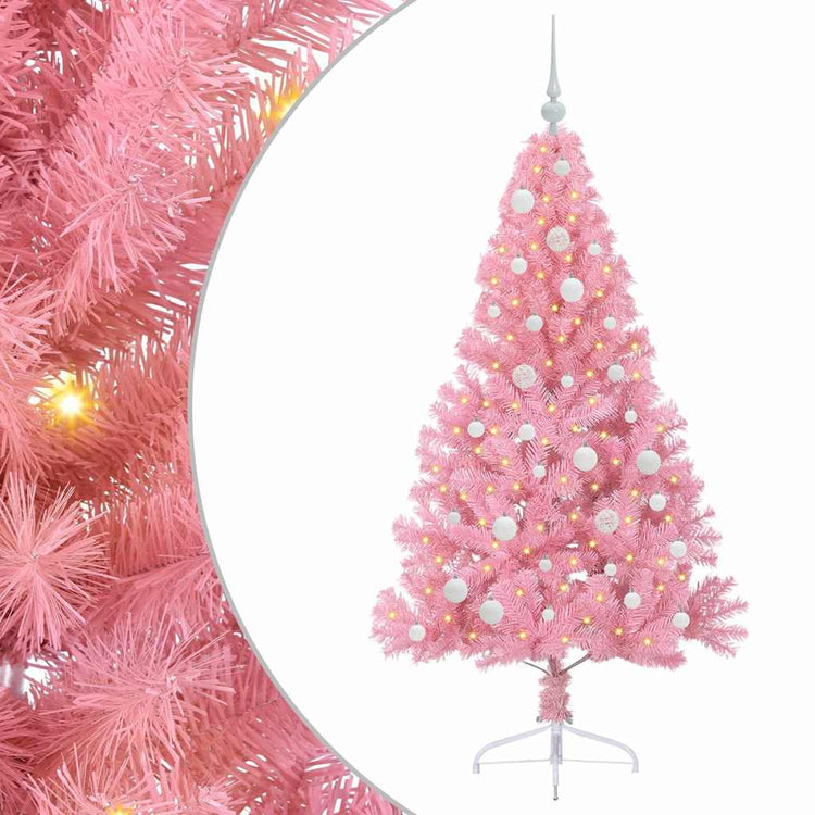 VidaXL sapin de Noël artificiel illuminé avec 150 LED rose 150 cm PVC