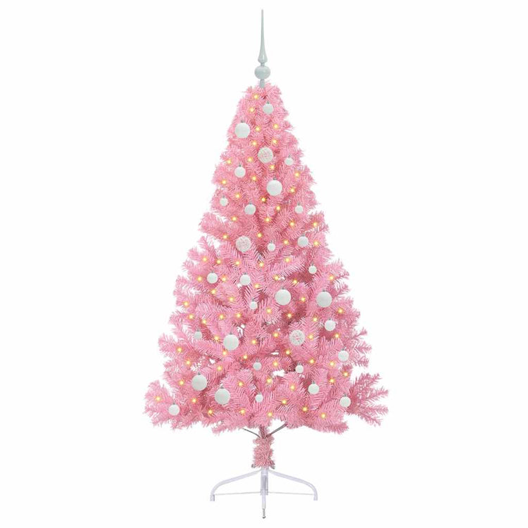 VidaXL sapin de Noël artificiel illuminé avec 150 LED rose 150 cm PVC