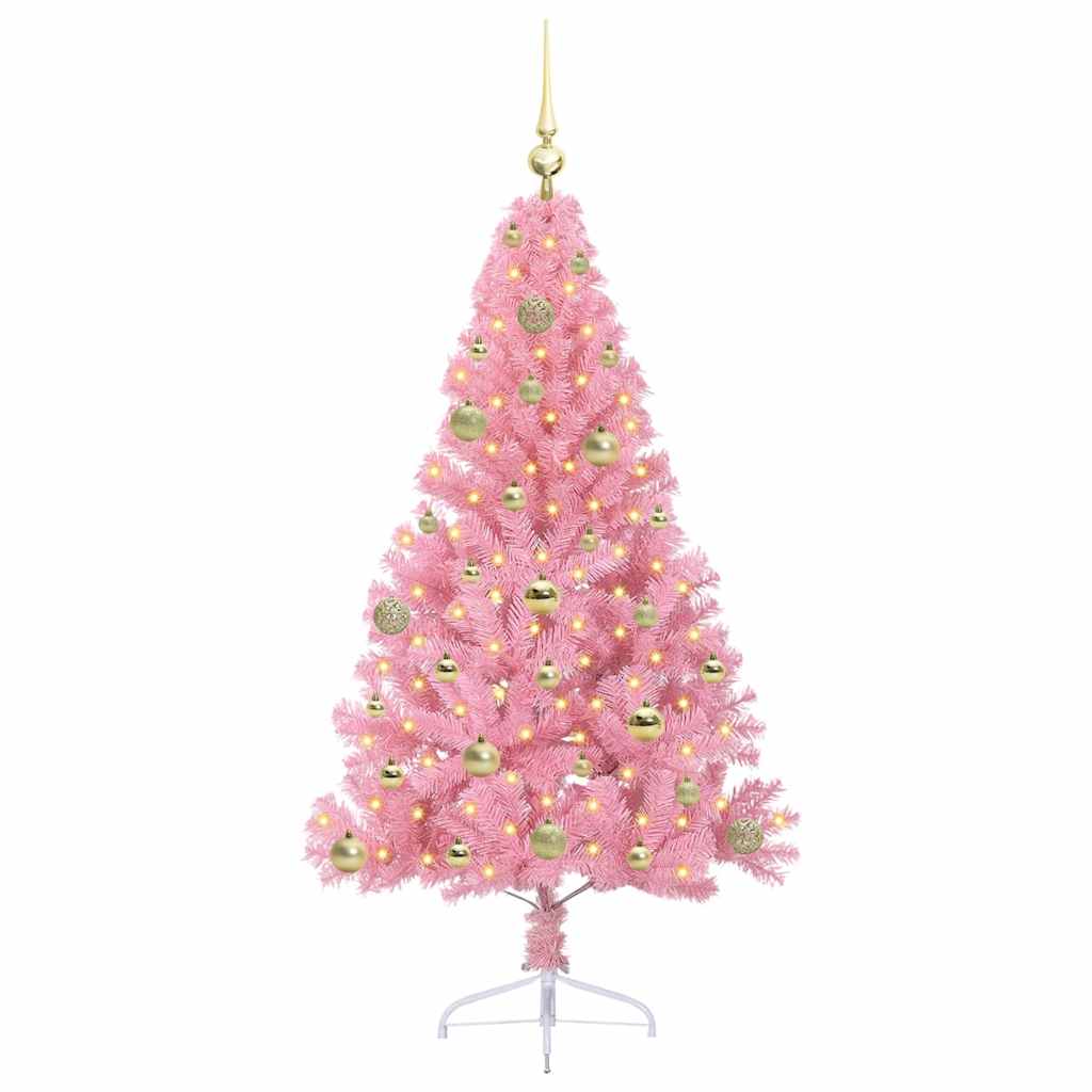 VidaXL sapin de Noël artificiel illuminé avec 150 LED rose 150 cm PVC