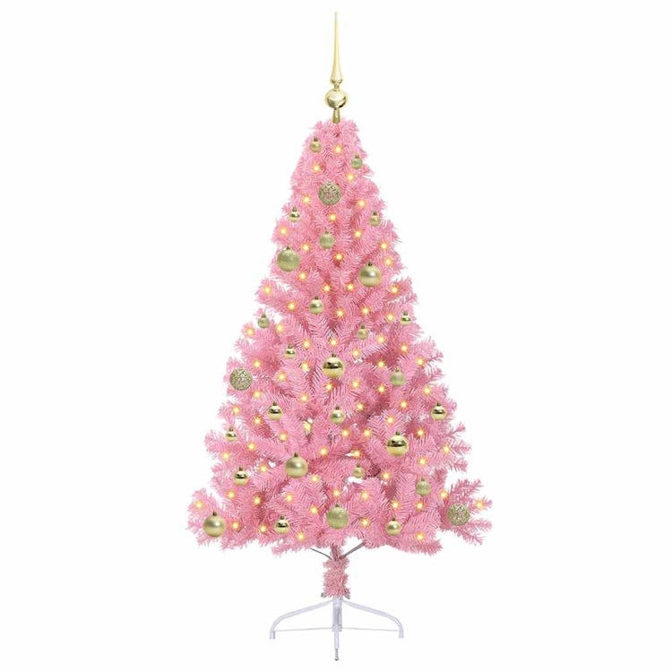 VidaXL sapin de Noël artificiel illuminé avec 150 LED rose 150 cm PVC