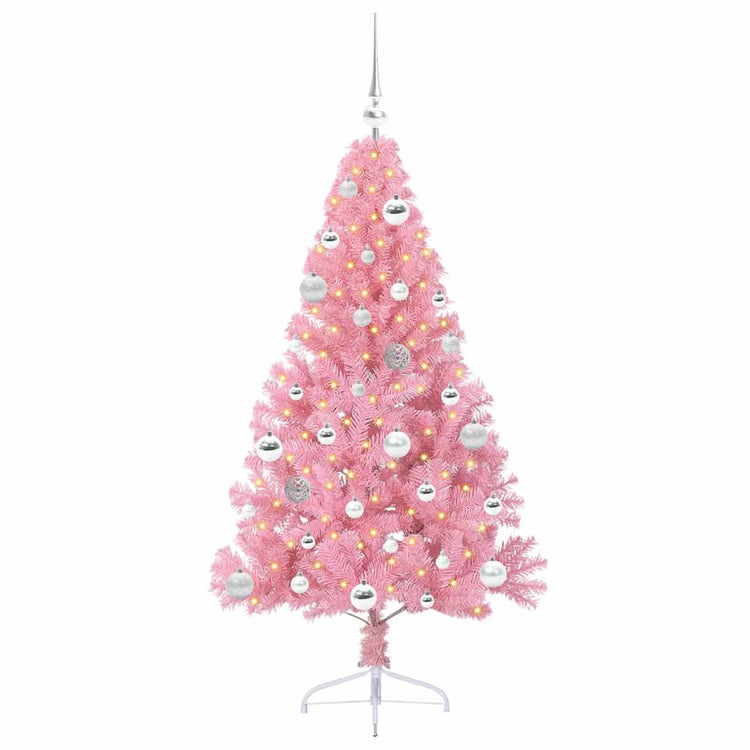 VidaXL sapin de Noël artificiel illuminé avec 150 LED rose 150 cm PVC