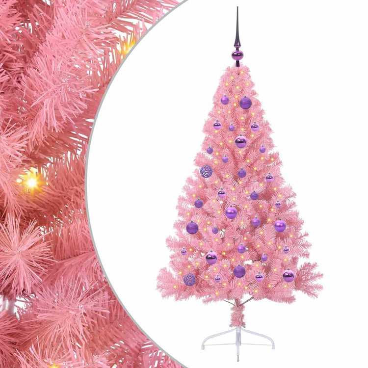 VidaXL sapin de Noël artificiel illuminé avec 150 LED rose 150 cm PVC