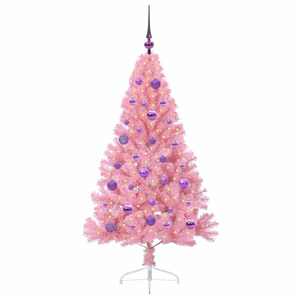 VidaXL sapin de Noël artificiel illuminé avec 150 LED rose 150 cm PVC