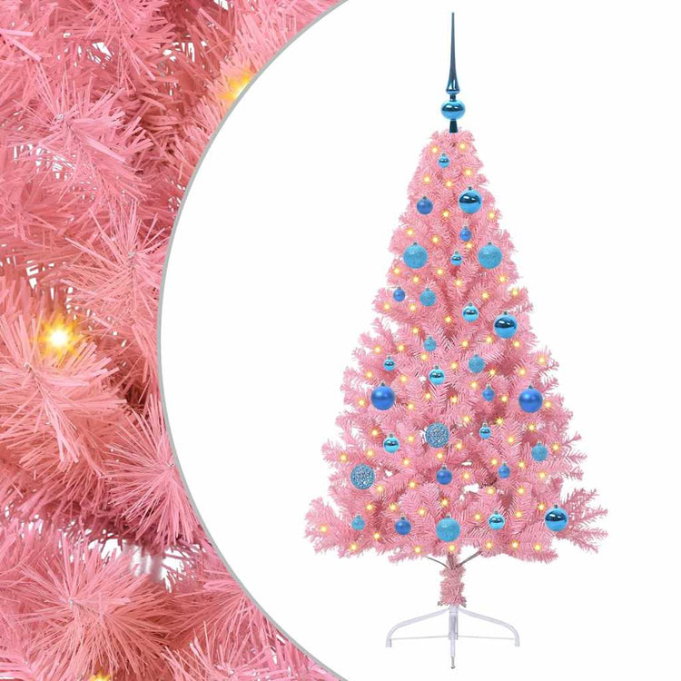 VidaXL sapin de Noël artificiel illuminé avec 150 LED rose 150 cm PVC