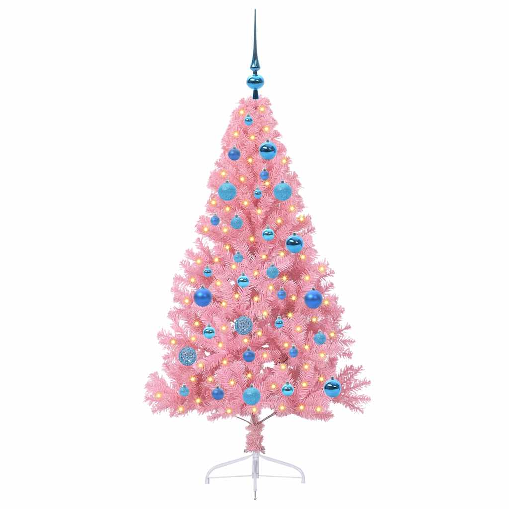 VidaXL sapin de Noël artificiel illuminé avec 150 LED rose 150 cm PVC