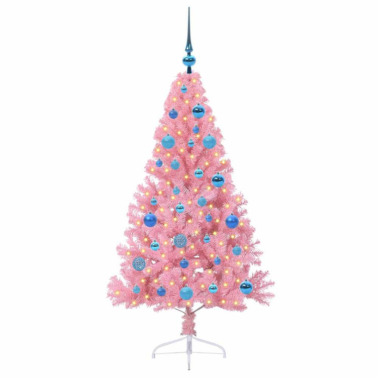 VidaXL sapin de Noël artificiel illuminé avec 150 LED rose 150 cm PVC