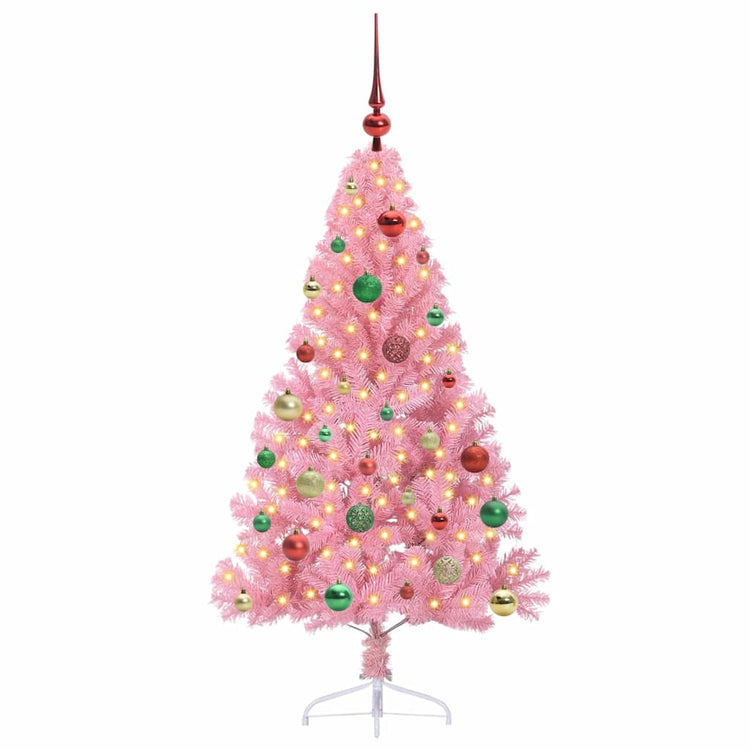 VidaXL sapin de Noël artificiel illuminé avec 150 LED rose 150 cm PVC