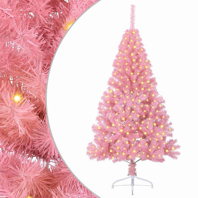 VidaXL sapin de Noël artificiel illuminé avec 300 LED rose 180 cm PVC