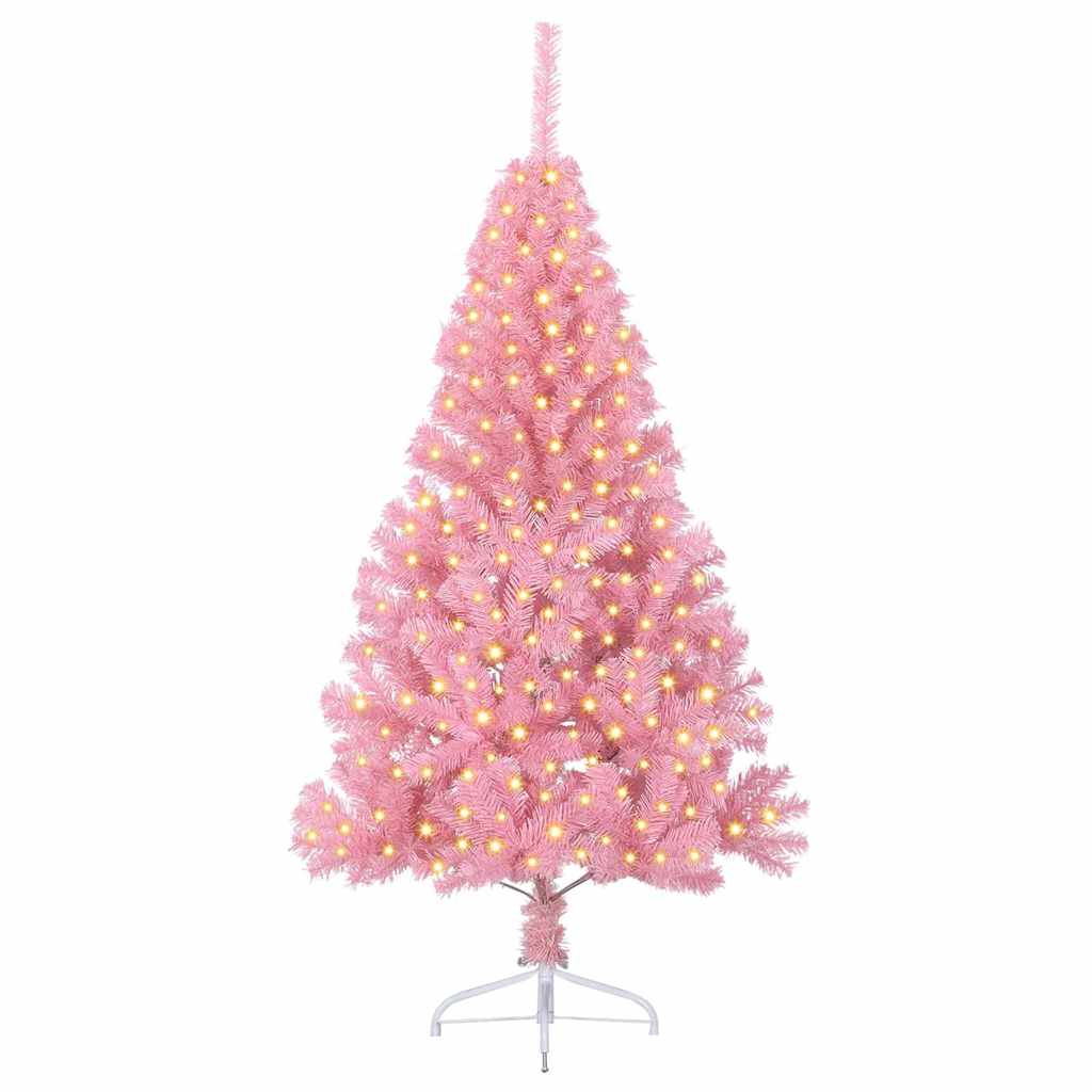 VidaXL sapin de Noël artificiel illuminé avec 300 LED rose 180 cm PVC