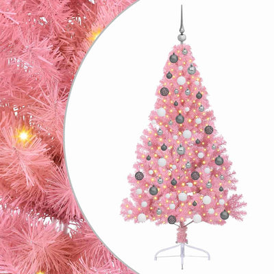 VidaXL sapin de Noël artificiel illuminé avec 300 LED rose 180 cm PVC