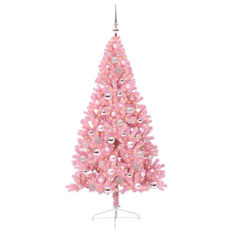 VidaXL sapin de Noël artificiel illuminé avec 300 LED rose 180 cm PVC