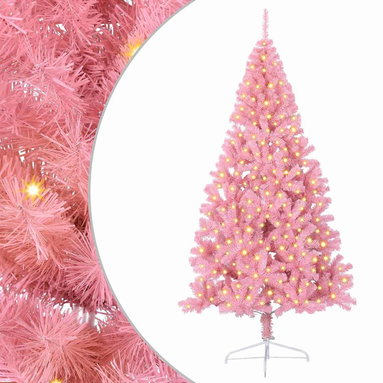 VidaXL sapin de Noël artificiel illuminé avec 300 LED rose 240 cm PVC