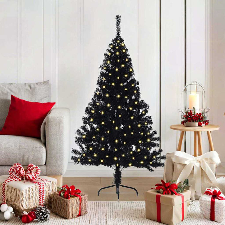 Vidaxx sapin de Noël artificiel illuminé avec 150 LED noir 120 cm PVC