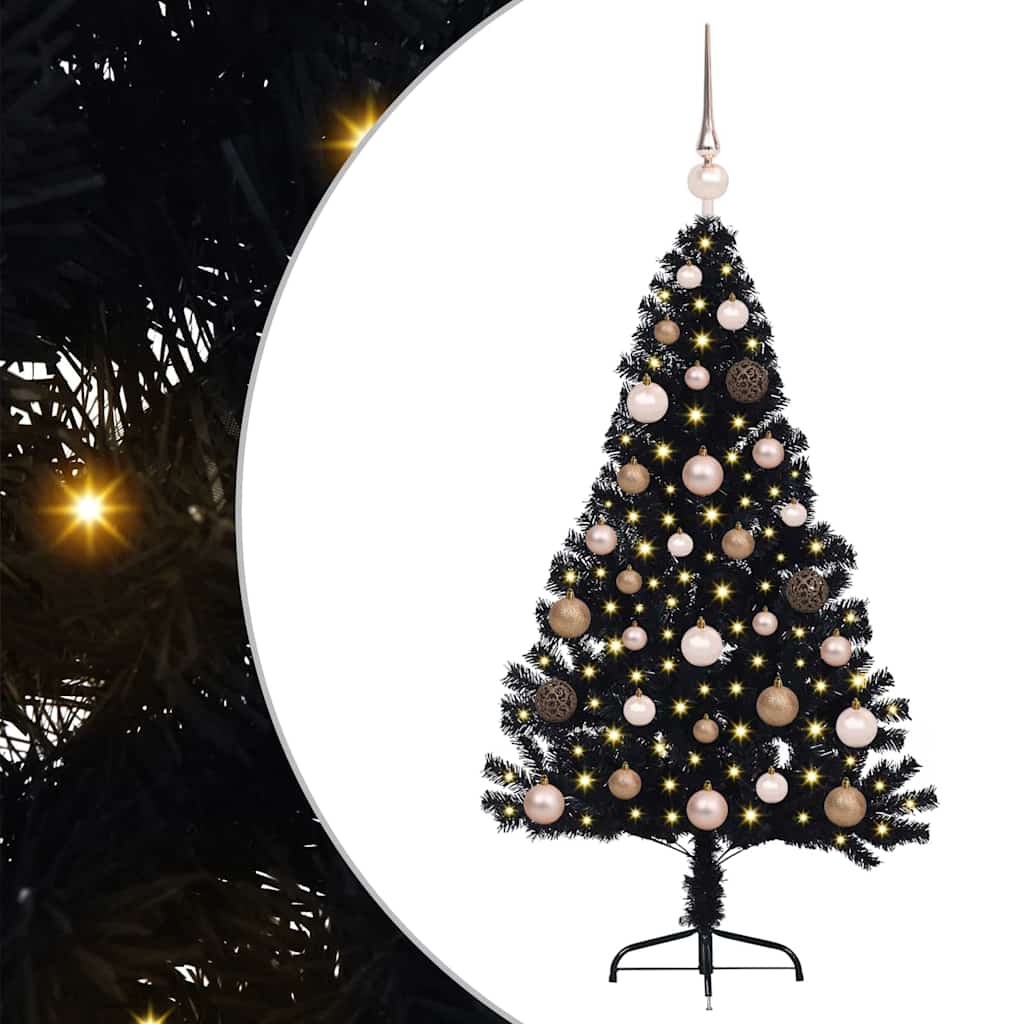 Vidaxx sapin de Noël artificiel illuminé avec 150 LED noir 120 cm PVC
